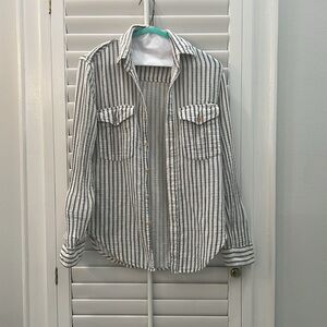 Mother Grey and White Cotton Button Down
